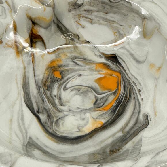 Vintage MCM Marbled Ashtray Holland Mold Gray Orange Signed Artist - Picture 2 of 5